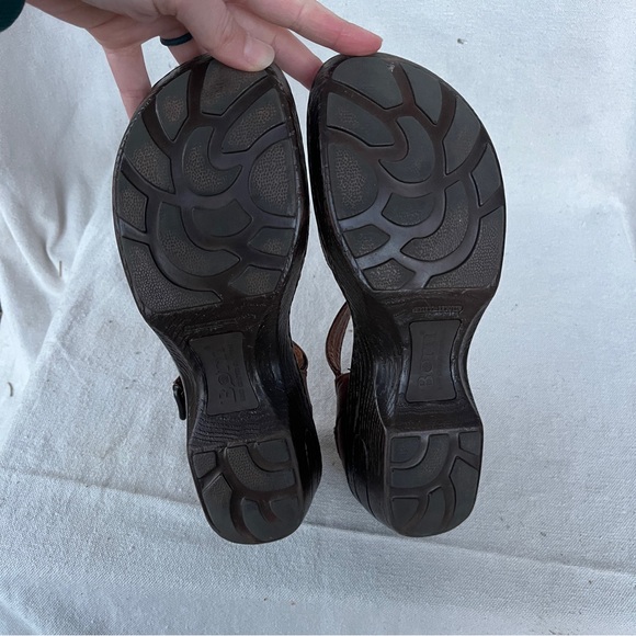 Born Brown Jolina Mary Jane Leather Women's Heel Clogs Shoes with Buckle - Picture 8 of 11